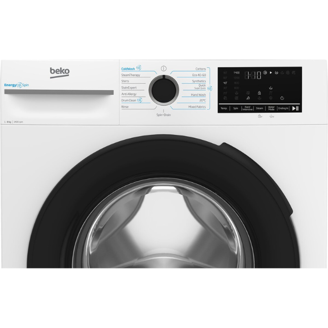 BEKO ENERGYSPIN 8KG WASHING MACHINE 1400 RPM WHITE BM3WT4841IW